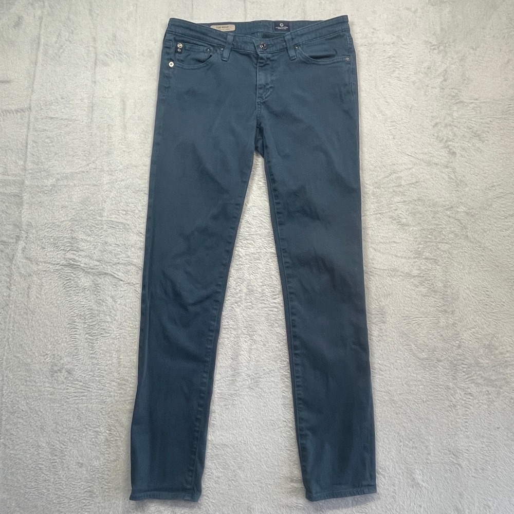 AG‎ Adriano Goldschmied The Stilt Jean Womens 27 Teal Blue Mid Rise Slim Pants